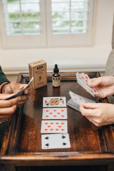 playing cards on table