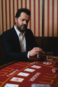 casino chips and credit card on table