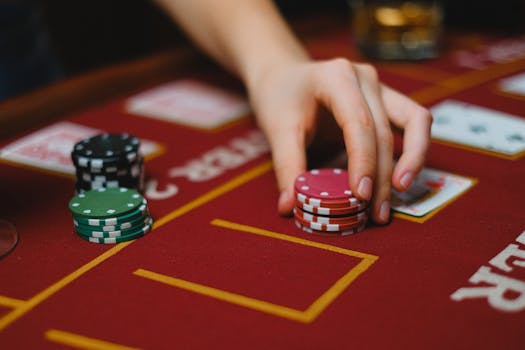 casino table with chips
